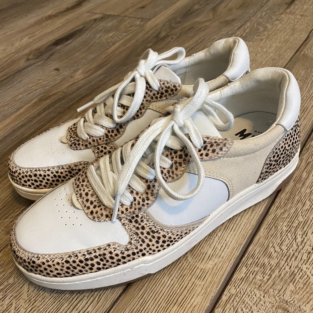 Womens madewell court sidewalk low top sneakers size 7.5 leopard print